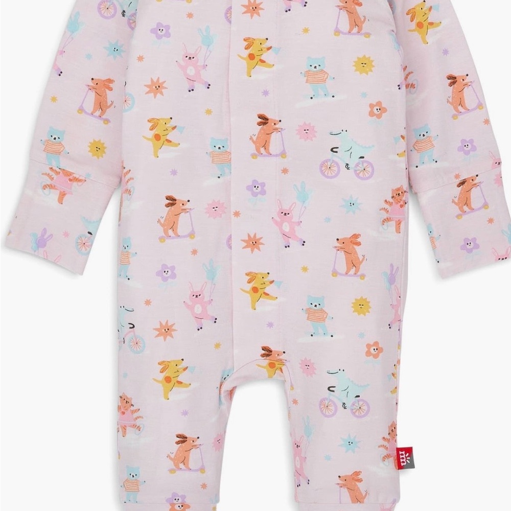 Magnetic Me Pink Dog Playground Pals Convertible Romper Footie 6-9 months - Picture 6 of 7